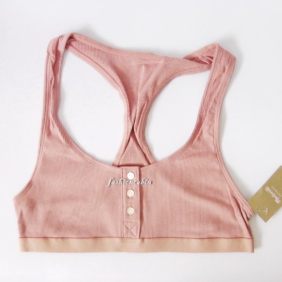 NWT Madewell Rib Knit Front Button Bralette – Comfy Lounge or Layering Essential - Picture 4 of 10
